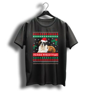 Merry Christmas St Bernard Dog Ugly Sweater Holiday T-Shirt