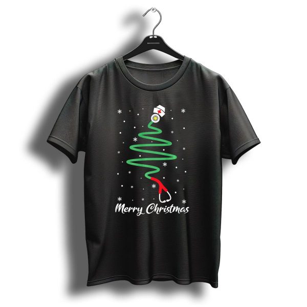 Merry Christmas Stethoscope Tree Funny Nurse T Shirt 1 t shirt 1