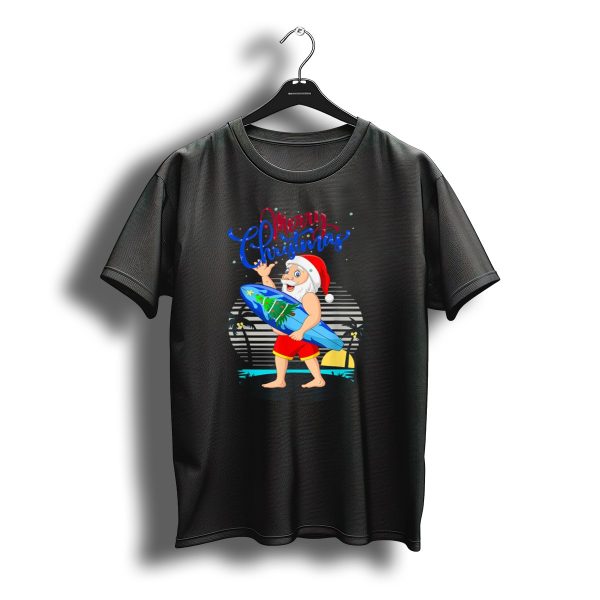 Merry Christmas Surfing Santa Claus Hawaiian Tropical T Shirt t shirt 1