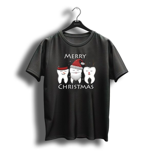 Merry Christmas Tooth Trio Santa Hat Reindeer Hat Top Hat T Shirt t shirt 1