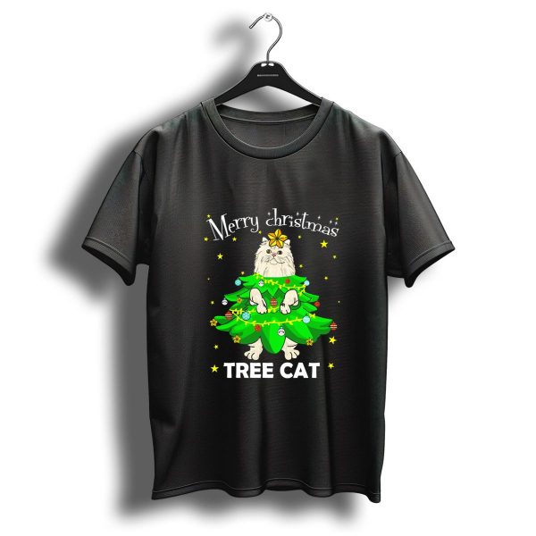Merry Christmas Tree Cat Persian In Festive Holiday Decor T Shirt 1 t shirt 1