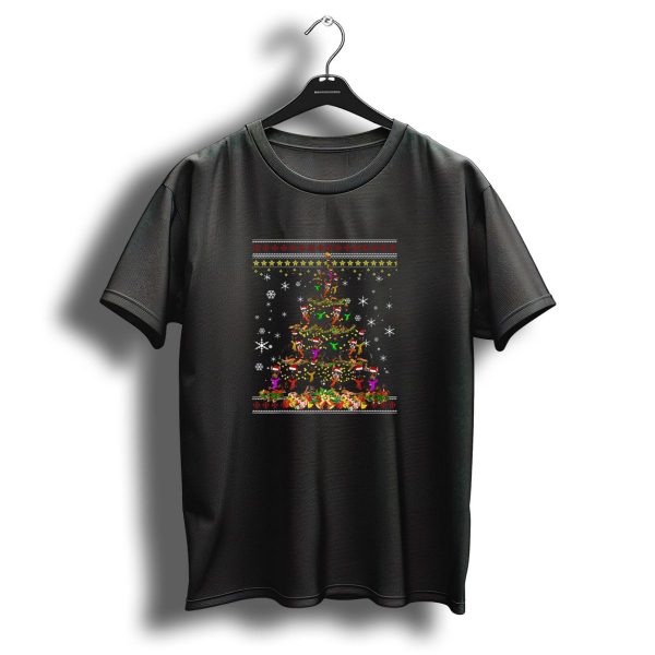 Merry Christmas Tree Doberman With Santa Hats And Snowflakes T Shirt 1 t shirt 1