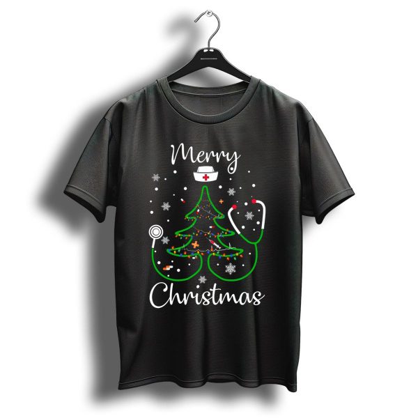 Merry Christmas Tree Nurse Doctor Life Medical Stethoscope Snowflakes T Shirt 1 t shirt 1