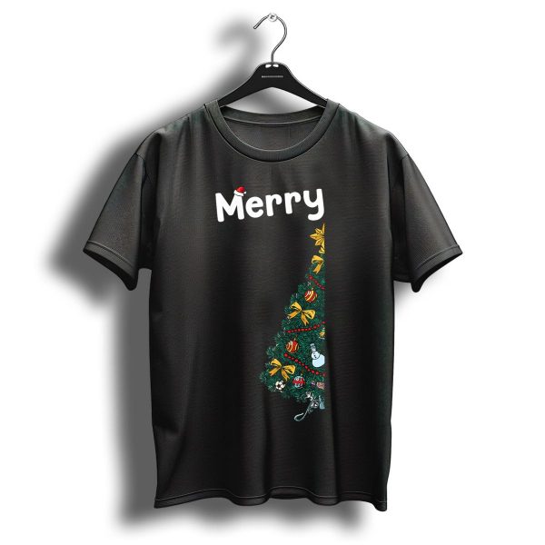 Merry Christmas Tree With Festive Decor And Snowman T Shirt 1 t shirt 1