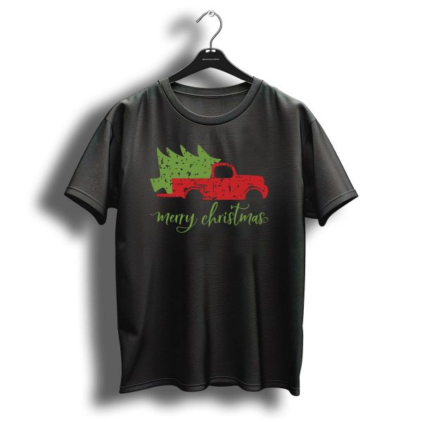 Merry Christmas Vintage Red Truck With Green Tree T Shirt 1 t shirt 1