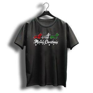 Merry Christmas Welsh Corgi Red White Green Plaid T Shirt 1