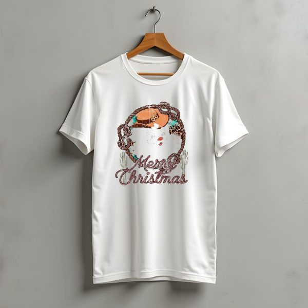Merry Christmas Western Santa Cactus Rope Cowboy Hat T Shirt t shirt 1