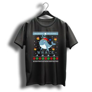 Merry Christmas Whale Holiday Bells Festive T Shirt