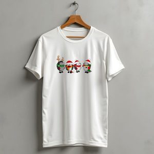 Merry Christmas With Hedgehogs In Festive Holiday Attire T Shirt 1