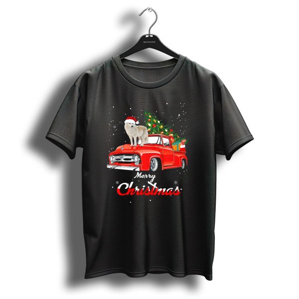 Merry Christmas Wolf Santa On Red Truck With Tree And Presents T Shirt 1 t shirt 1