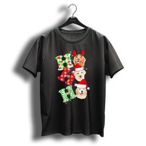 Merry Christmas Xmas Golden Retriever Ho Ho Ho Santa Hats T Shirt