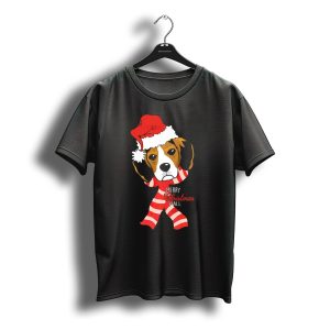 Merry Christmas Y'All Beagle Dog In Santa Hat And Striped Pajamas T-Shirt