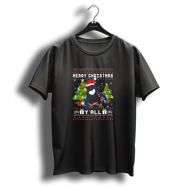 Merry Christmas YAll Doberman Pinscher Dabbing With Santa Hat And Christmas Trees T Shirt 1 t shirt 1
