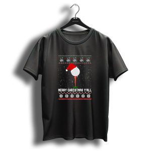 Merry Christmas Yall Golf Ball Santa Hat T Shirt