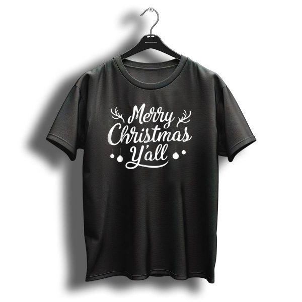 Merry Christmas YAll Holiday Reindeer Antlers And Ornaments T Shirt 1 t shirt 1