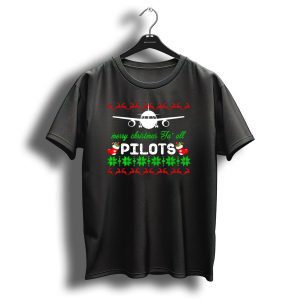 Merry Christmas Ya All Pilots Airplane Reindeer Holiday T Shirt