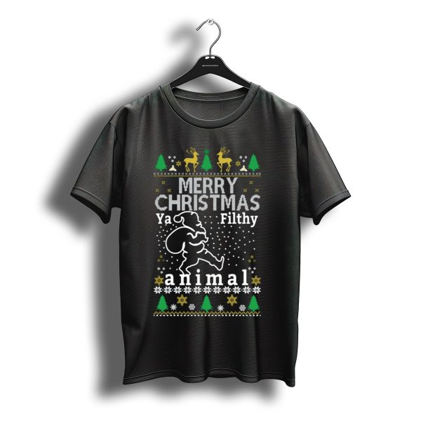Merry Christmas Ya Filthy Animal Ugly Sweater Santa Reindeer Snowflakes T Shirt t shirt 1