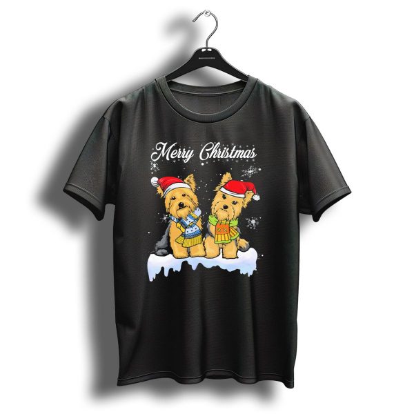 Merry Christmas Yorkshire Terrier Santa Hats And Scarves T Shirt 1 t shirt 1