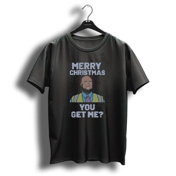 Merry Christmas You Get Me Bald Bearded Man In Tie And V Neck Sweater Pixel T Shirt 1 t shirt 1
