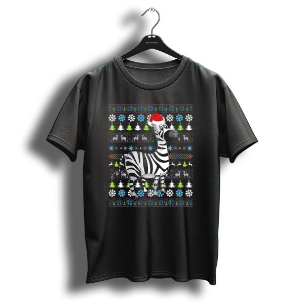 Merry Christmas Zebra Uglysanta With Snowflakes And Santa Hat T Shirt 1 t shirt 1