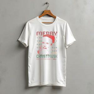 Merry Christmusk Santa Hat Beard Christmas Car T-Shirt