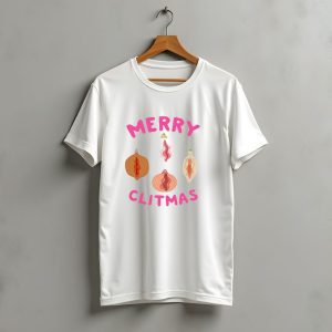 Merry Clitmas Christmas Vagina Ornaments With Santa Hat Decor T-Shirt