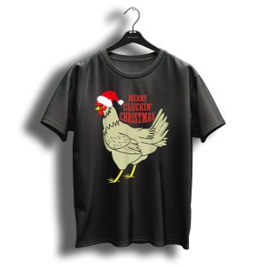 Merry Cluckin Christmas Chicken Santa Hat T Shirt