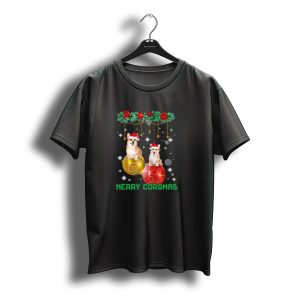 Merry Corgmas Corgi Dogs With Santa Hats On Christmas T-Shirt