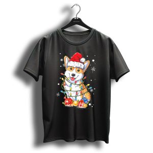 Merry Corgmas Xmas Tree Santa Corgi Wrapped In Christmas Lights And Ornaments T Shirt