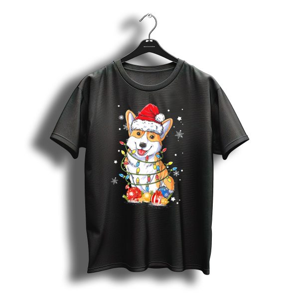 Merry Corgmas Xmas Tree Santa Corgi Wrapped In Christmas Lights And T Shirt t shirt 1