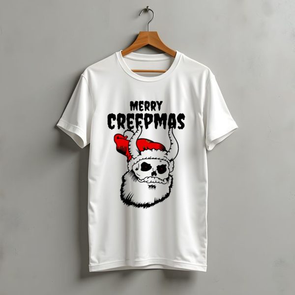 Merry Creepmas Horror Santa Skull Christmas T Shirt t shirt 1