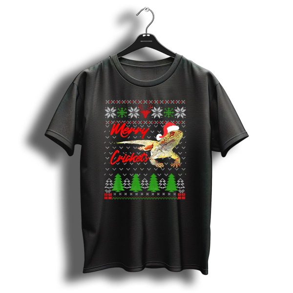 Merry Crickets Christmas Bearded Dragon Santa Hat Ugly T Shirt 1 t shirt 1