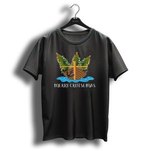 Merry Cruisemas Christmas Cruise Ship With Anchor And Festive Trees T Shirt