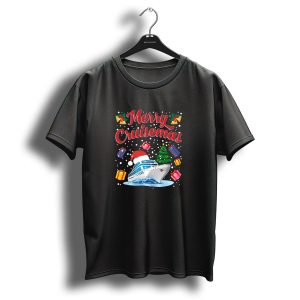 Merry Cruisemas Holiday Cruise Ship With Santa Hat And Christmas Gifts T Shirt