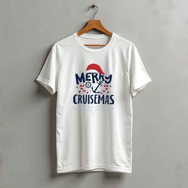 Merry Cruisemas Santa Hat Candy Cane Anchor Christmas T Shirt t shirt 1