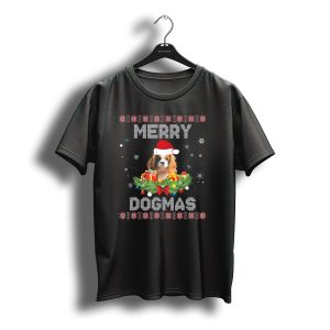 Merry Dogmas Cavalier King Charles Spaniel Christmas Santa Hat Holiday T-Shirt