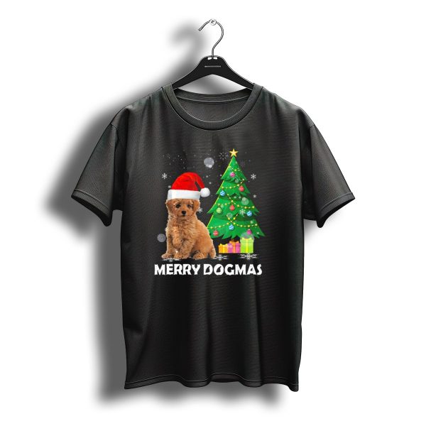 Merry Dogmas Poodle With Santa Hat And Christmas Tree T Shirt t shirt 1