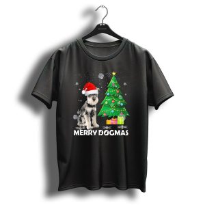 Merry Dogmas Schnauzer Christmas Santa Hat Tree T Shirt
