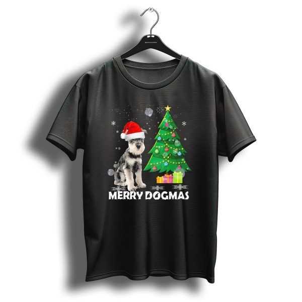 Merry Dogmas Schnauzer Christmas Santa Hat Tree T Shirt 1 t shirt 1