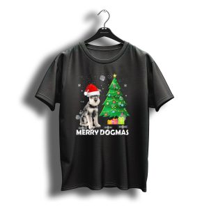 Merry Dogmas Schnauzer Christmas Santa Hat Tree T-Shirt