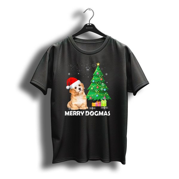 Merry Dogmas Shih Tzu With Santa Hat By Christmas Tree T Shirt t shirt 1