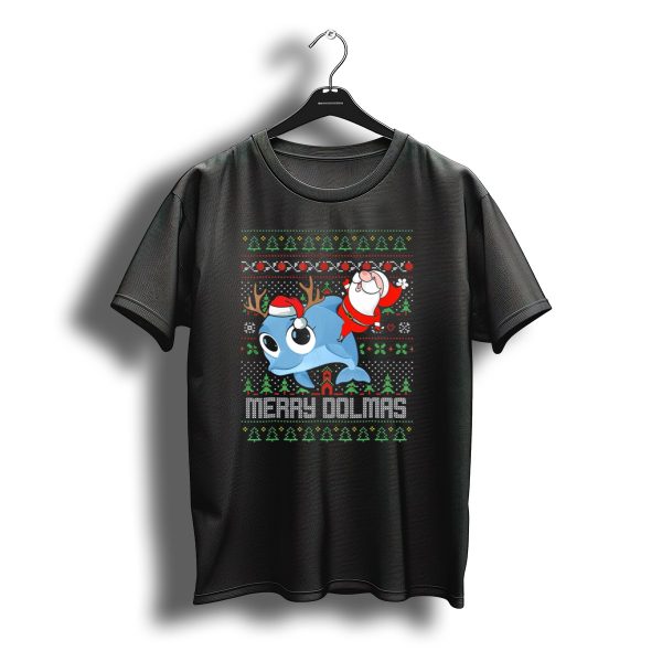 Merry Dolmas Santa Riding Dolphin Ugly Sweater Christmas T Shirt t shirt 1