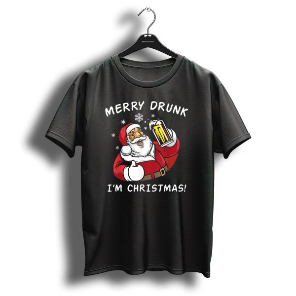 Merry Drunk IM Christmas Santa Drink Beer With Snowflakes T Shirt 1 t shirt 1