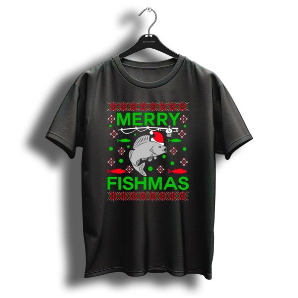 Merry Fishmas Santa Hat Fish Christmas Fishing Ugly T Shirt 1 t shirt 1