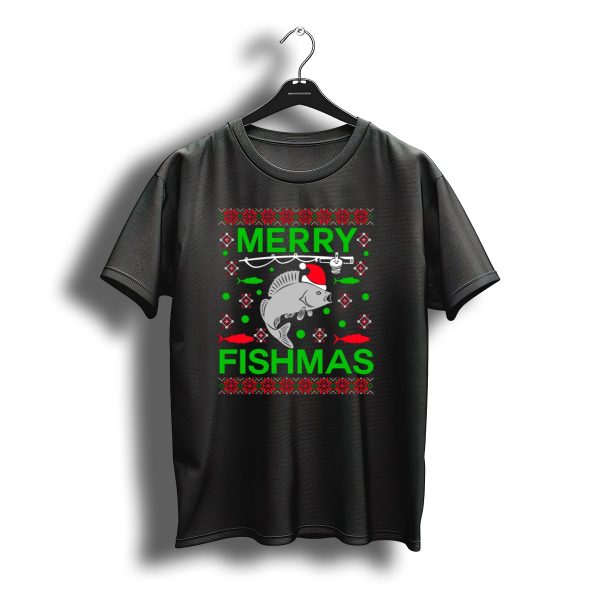 Merry Fishmas Santa Hat Fish Christmas Fishing Ugly T Shirt t shirt 1