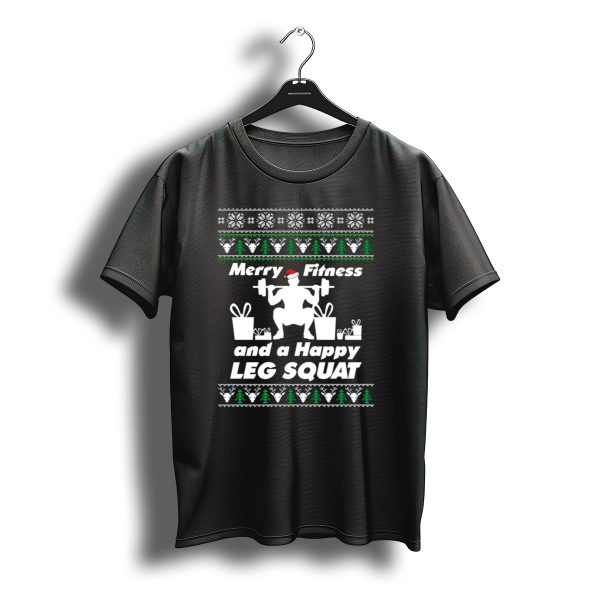 Merry Fitness And A Happy Leg Squat Santa Gym Christmas Decorations Fitness Gifts T Shirt t shirt 1
