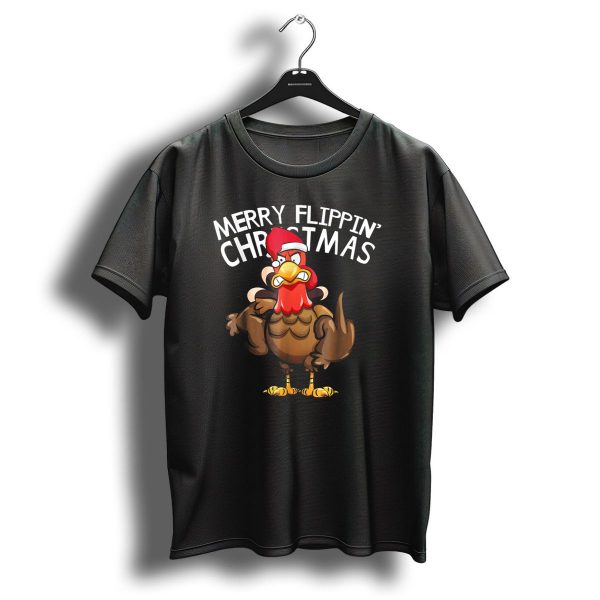 Merry Flippin Christmas Funny Turkey Santa Hat T Shirt 1 t shirt 1