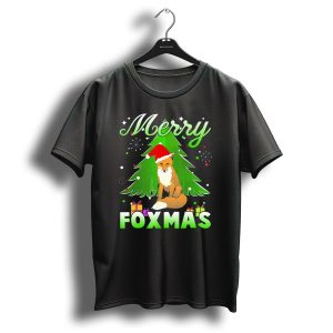 Merry Foxmas Santa Hat Fox And Christmas Tree T Shirt