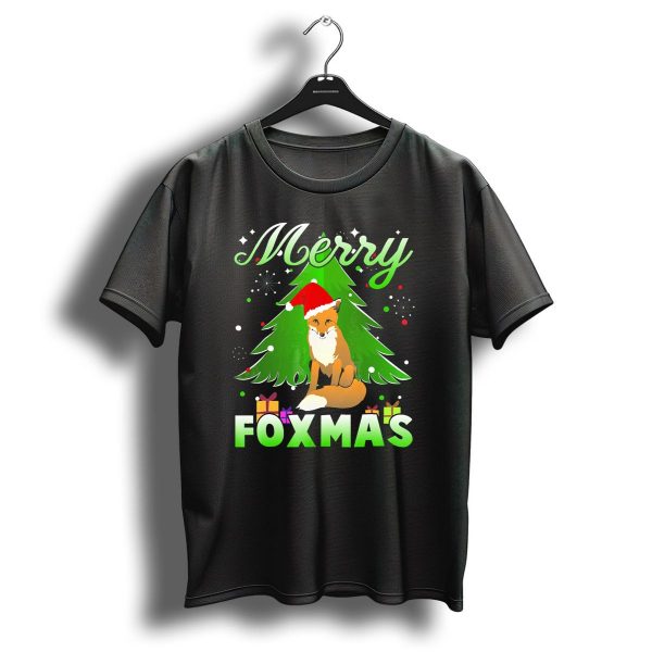 Merry Foxmas Santa Hat Fox And Christmas Tree T Shirt 1 t shirt 1