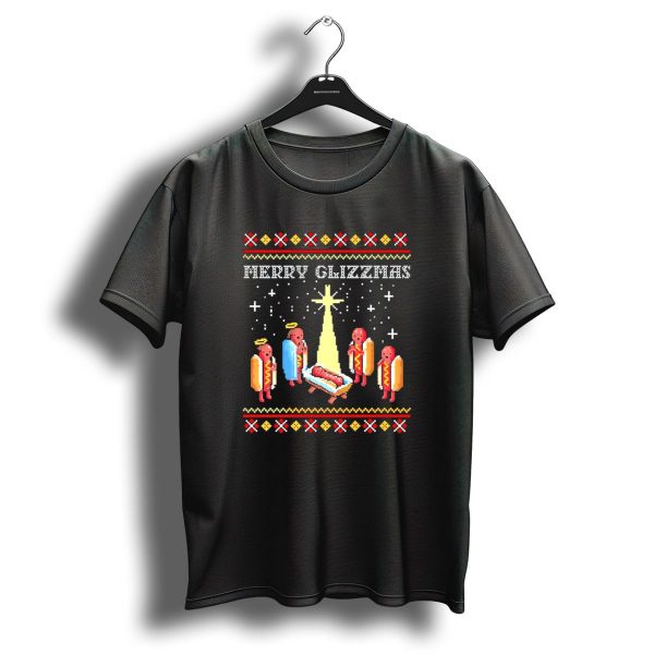 Merry Glizzmas Nativity Hot Dog Angels Scene Ugly Christmas T Shirt 1 t shirt 1